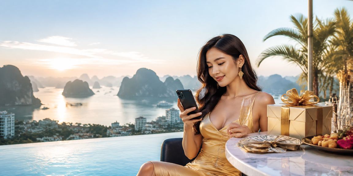 Người dùng trải nghiệm đăng ký tài khoản casino trực tuyến trên điện thoại tại Vịnh Hạ Long Việt Nam