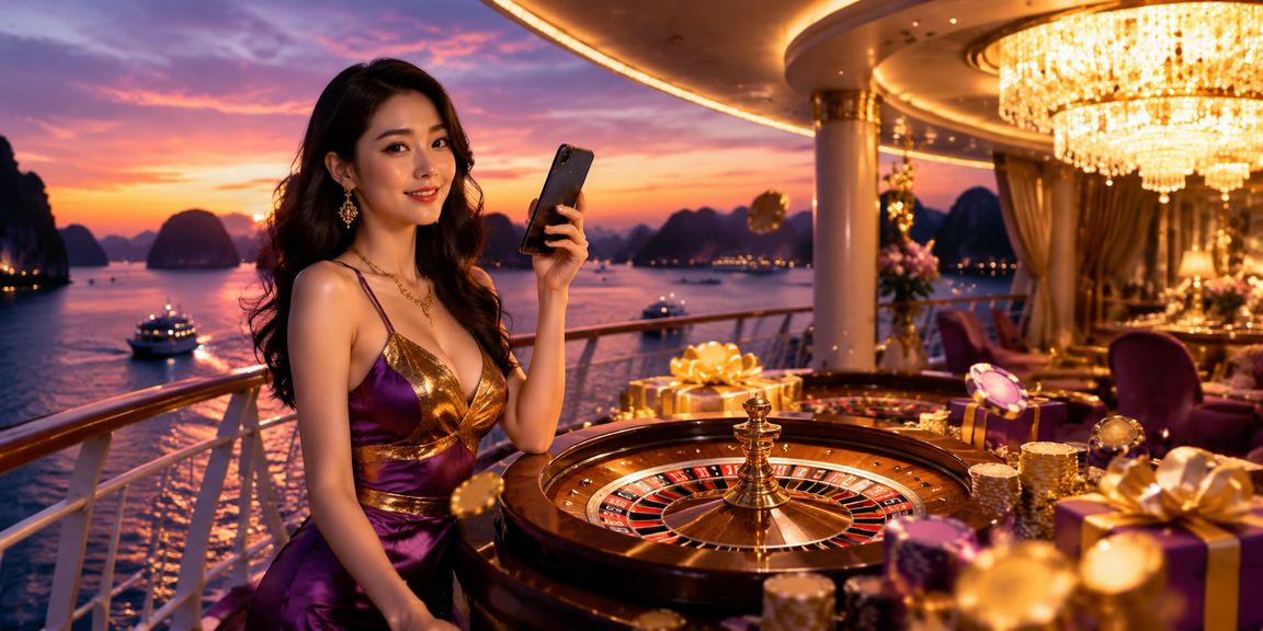 Giao diện live roulette trên kqxsqng với cảnh Vịnh Hạ Long